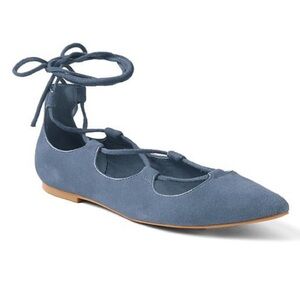 NWOT GAP | Women’s Cornflower Blue Suede Lace-Up Ankle Wrap Ballet Flats, sz 7.5
